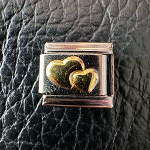 Romantic Double Heart Stainless Steel Italian Charm Link